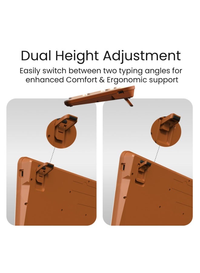 بورترونيكس Portronics Bubble 3.0 Wireless Keyboard with Bluetooth + 2.4 GHz USB Receiver, Rechargeable Battery, Dual Height Adjustment, Multimedia Hotkeys with Numpad, for Laptop, PC, Smartphone, Tablet(Beige) - Image 3